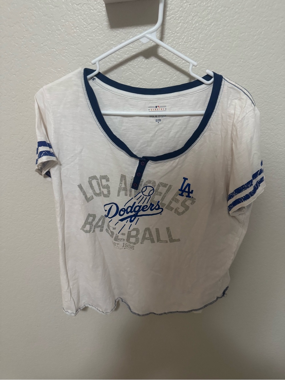 5th & Ocean White and Blue Dodgers Baseball Tee